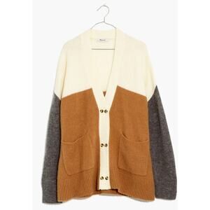 Madewell Allston Double Button Slouchy Colorblock Cardigan Sweater -S